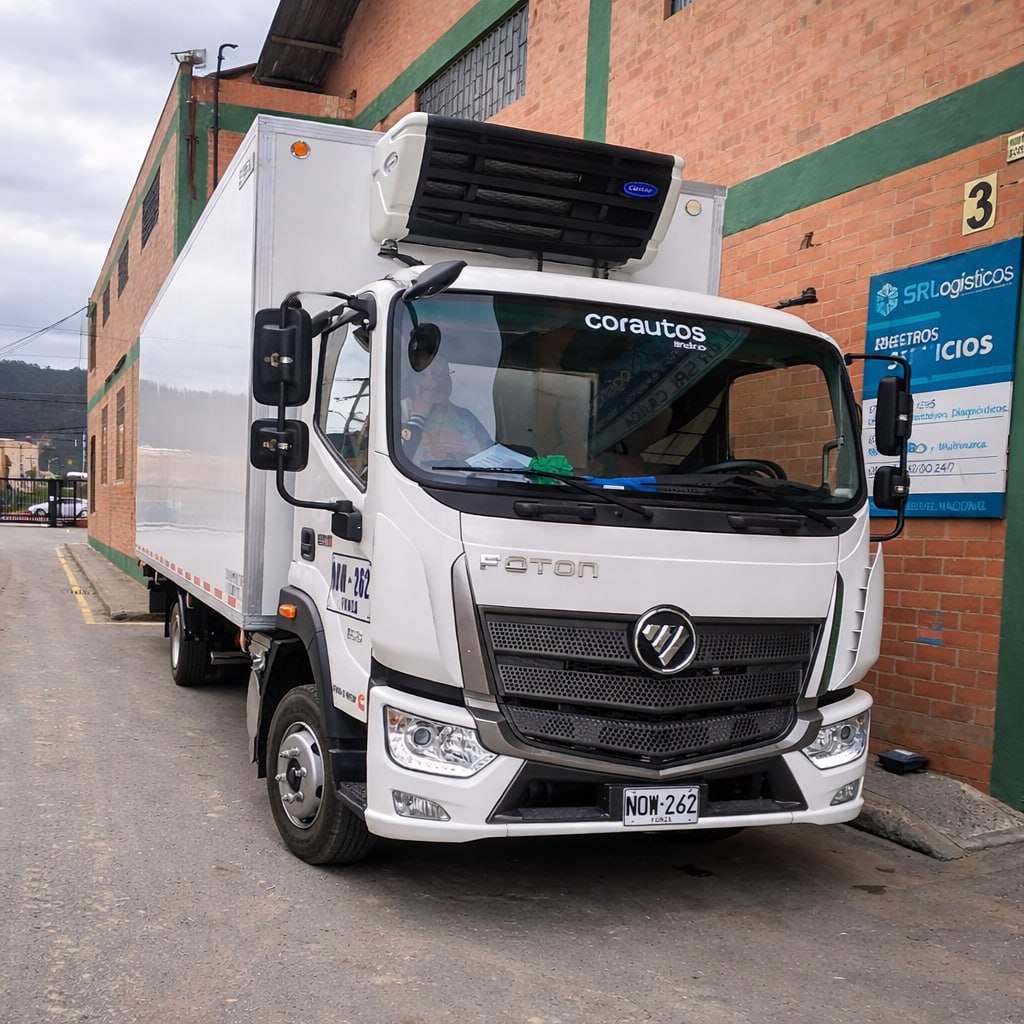 Unidad de refrigeración Carrier Transicold montada en camión frigorífico — SRL Logísticos Colombia