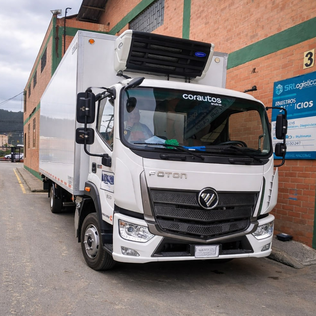 Unidad de refrigeración Carrier Transicold montada en camión frigorífico — SRL Logísticos Colombia
